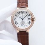 Cartier Ballon Bleu De 33/36/42MM Imported Movement Stainless Steel Brown Leather Strap Couple Watch